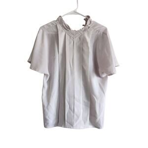 Christie & Jill Womens Sz L Vintage 1970s White Blouse Crochet Top
